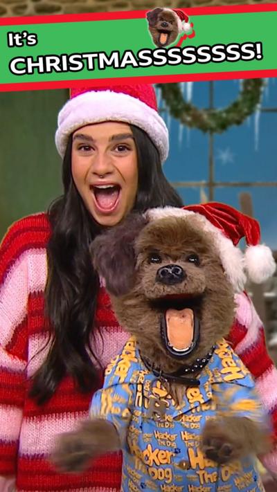 Hacker T Dog and Cleo yelling "it's christmas".