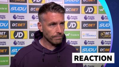 Rob Edwards gives a post match interview to BBC Sport after Wolves played Fulham in the Premiere League