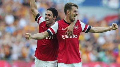 Mikel Arteta and Aaron Ramsey