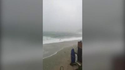 stormy sea and beach