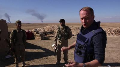 Quentin Sommerville and members of the Syrian Democratic Forces