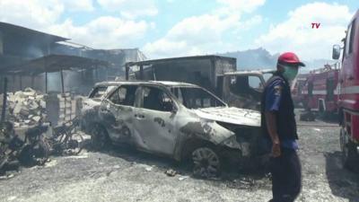 Burned-out car