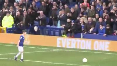 George on the pitch at Goodison Park