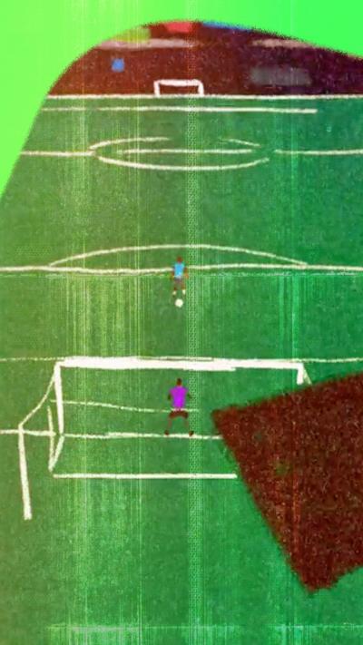 A visual image of a football player stepping up to take a penalty against a goalkeeper