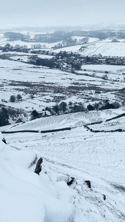 A snowy valley in Buxton