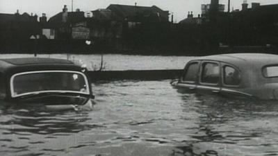 Cars caught in the North Sea Flood of 1953