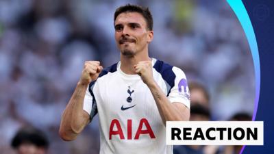 Joao Palhinha celebrates after his goal keeps Tottenham in the Premier League on the final day