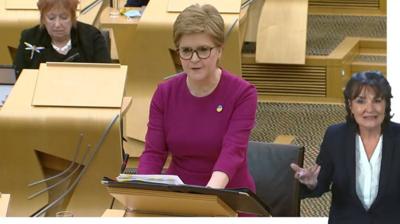 Nicola Sturgeon and sign language interpreter