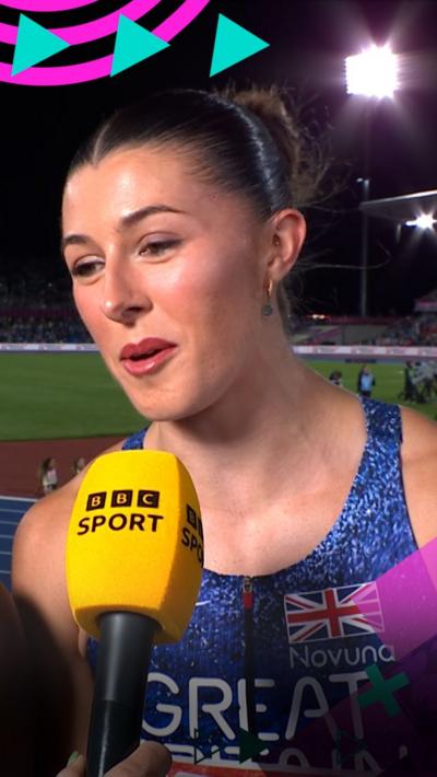 Amy Hunt during her post-race interview