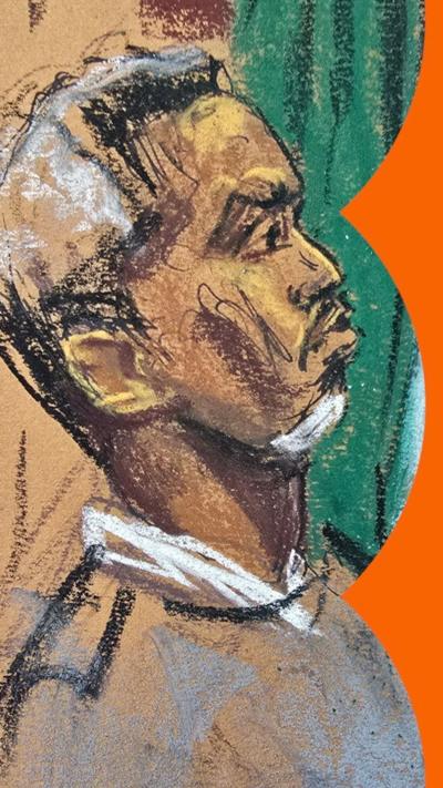 A court sketch of Diddy