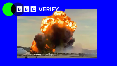 Verify branded image showing a fireball after a plane crash in Kentucky
