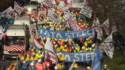 Steel protest in Brussels