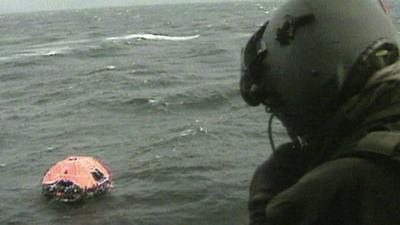 A lifeboat is pictured after the 1994 Estonia ferry sinking