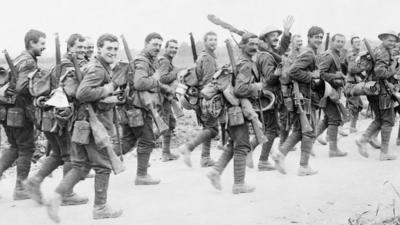 Soldiers heading towards the Somme