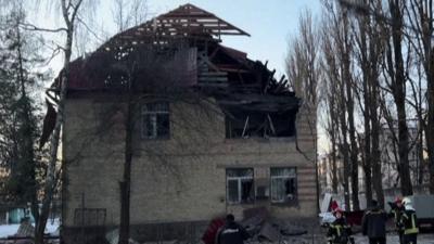 Building damaged in Kyiv after Russian drone attack