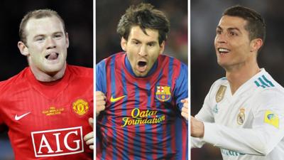 Wayne Rooney, Lionel Messi, Cristiano Ronaldo