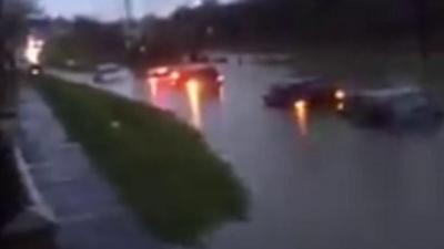 A flooded road