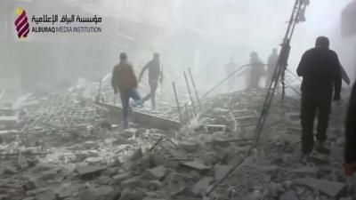 Airstrike aftermath in Aleppo