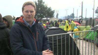 The BBC's correspondent Christian Fraser reports from Greece/Macedonia border.