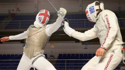 Team GB fencers at the Minas Tennis Club in Belo Horizonte, Brazil