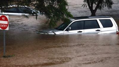 Submerged car