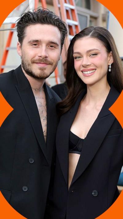 Brooklyn Peltz Beckham and Nicola Peltz Beckham wearing black suits.