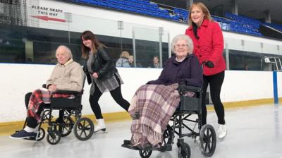 Wheelchair ice skating