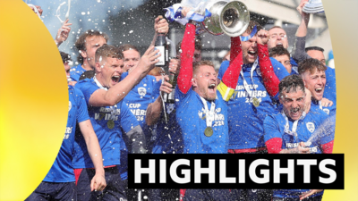 Coleraine celebrate their Irish Cup final success