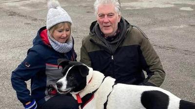 Ken Marsh and Sandra Rothwell with their dog Humbug