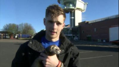 Charlie Hammerton and Bandit the ferret