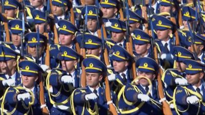 Azerbaijani soldiers marching