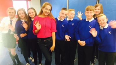 Naz meets school kids in Scotland