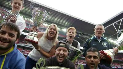 FA People's Cup winners with their trophies at Wembley