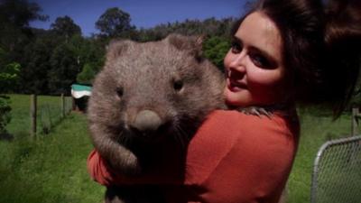 Emily Small and a wombat