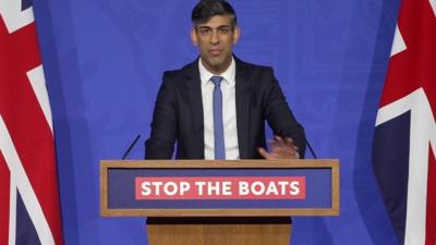 Rishi Sunak speaking at the news conference