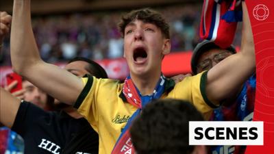 Crystal Palace fan celebrates