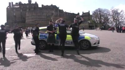 Police in Scotland dancing