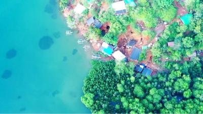 Aerial view of an illegal gold mine