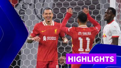 Watch highlights of Liverpool's 1-0 victory away at RB Leipzig in the League Phase of the Champions League