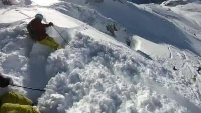 A skier caught in an avalanche in St Anton am Arlberg, Austria.