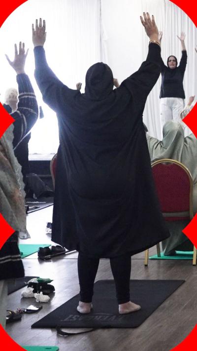 Muslim women exercising
