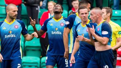 Rakish Bingham (nine) looks to the heavens after his goal