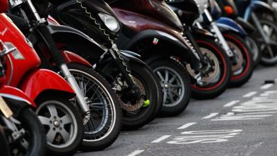 Scooters lined up in London