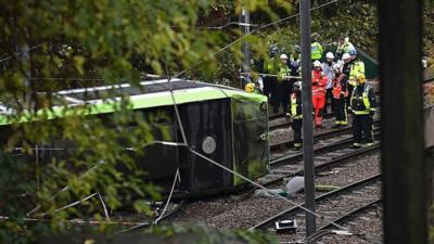 Tram derailed in Croydon