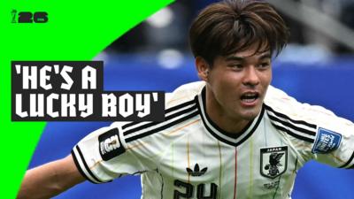 Kaishu Sano celebrates scoring against Brazil
