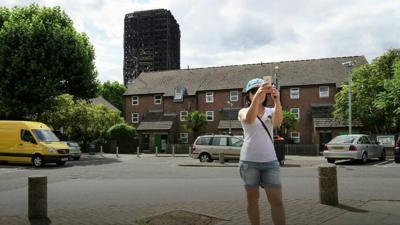 People have been taken selfies outside the tower