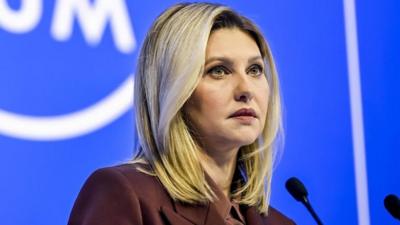 Olena Zelenska on stage at the World Economic Forum in Davos