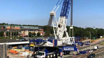 It took 16 lorries to carry the crane parts to Telford