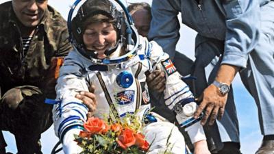 Helen Sharman after landing