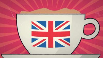 Illustration of a tea cup decorated with a Union flag